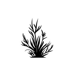 Monochromatic Botanical Illustration: Elegant Plant Silhouette in Minimalist Style
