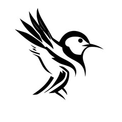 Stylized Hummingbird in Flight: Minimalist Bird Vector Graphic