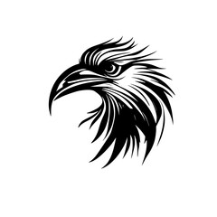 Eagle Head Profile: A Majestic Black and White Vector Graphic