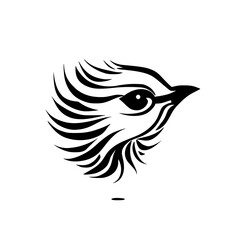 Elegant Bird: Abstract Avian Illustration, Monochrome Feather Design, Wildlife Art, Nature Symbol, Graphic Vector