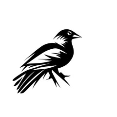 Majestic Crow Silhouette: A Stunning Black and White Bird Illustration