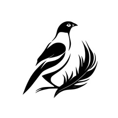 Obraz premium Elegant Bird Silhouette with Feather: A Minimalist Vector Graphic Design