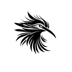 Fototapeta premium Elegant Bird: Abstract Black and White Avian Illustration. Perfect for nature lovers and design enthusiasts. A stylized bird design, ideal for logos, prints, and more.