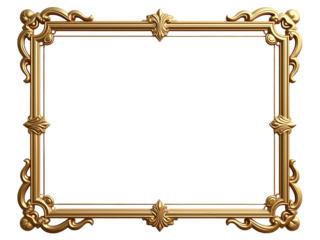 Golden Ornate Frame on Transparent Background