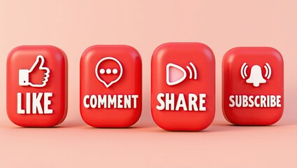 Red buttons display like comment share subscribe options
