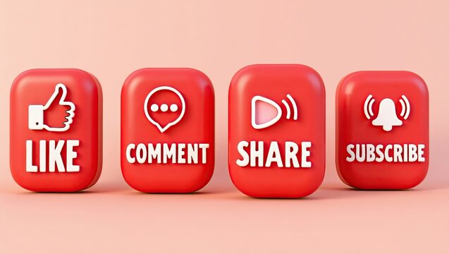 Red buttons display like comment share subscribe options