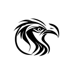 Eagle Head Profile: Abstract Black and White Vector Graphic