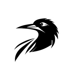 Fototapeta premium Majestic Crow Profile: Vector Bird Illustration, Black and White, Elegant Design