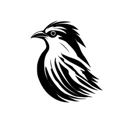 Monochrome Bird: Elegant Avian Vector Graphic.  Perfect for logo design, wildlife art, or nature-themed projects.  Stylized bird illustration in black and white.