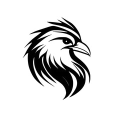 Majestic Eagle Head: A Black and White Vector Illustration of a Powerful Bird of Prey