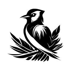 Majestic Bird Silhouette: Elegant Black and White Avian Art