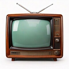 Front view old vintage tv isolated on white background