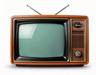 Front view old vintage tv isolated on white background