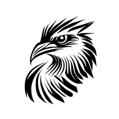 Obraz premium Majestic Eagle Head: Black and White Vector Art. A striking profile of an eagle, rendered in a graphic style. Perfect for logo design, tattoos, or wildlife-themed projects.