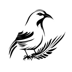 Elegant Bird Silhouette: Black and White Avian Vector Art.  Nature-inspired graphic design, perfect for minimalist home decor, logo, or branding.