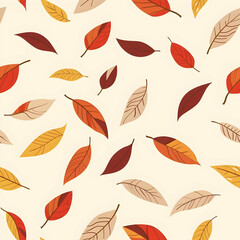 A pattern of colorful autumn leaves on a light background.