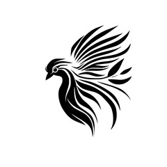 Abstract Bird in Flight: Black and White Vector Graphic Design. Perfect for logo, emblem, or decorative art.  Stylish and elegant nature-inspired artwork.