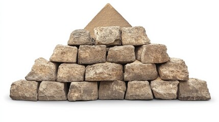 Obraz premium The Great Pyramid of Giza, detailed and isolated on a pristine white background, showcasing its massive limestone blocks,