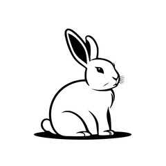 Elegant White Rabbit Illustration: A Minimalist Vector Graphic Design