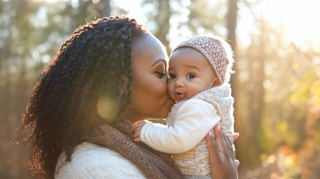 Woman holding her baby