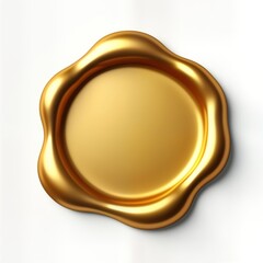 Elegant gold wax seal isolated on white background. Classic seal stamp design. High quality illustration. Suitable for various uses like certificates guarantees, royal seals. Ideal for vintage