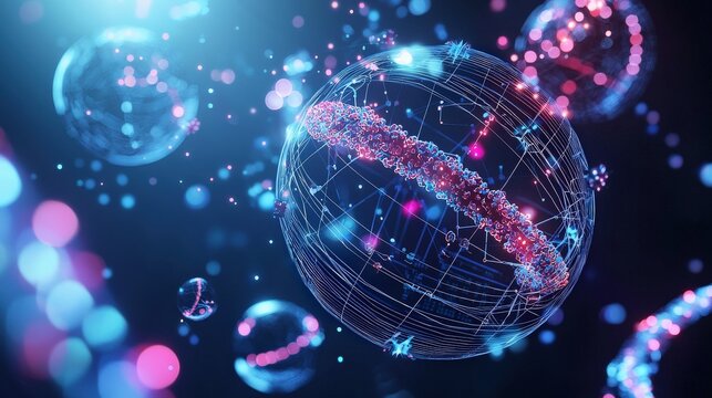 A vibrant visualization of bioinformatics tools decoding complex genomes.