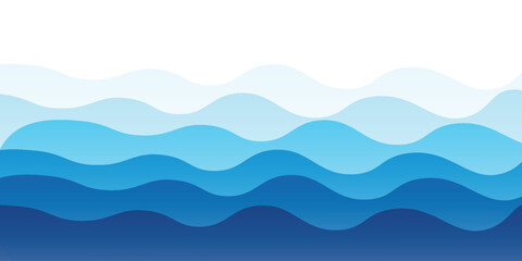 Modern sea waves layered vector background illustration and sea beach vector simple