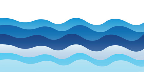 Modern sea waves layered vector background illustration and sea beach vector simple art