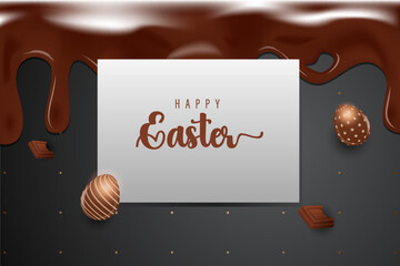 Easter greeting card, Easter egg decoration, black and gold color