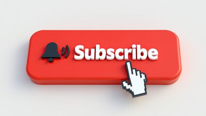 Red Subscribe Button With Bell And Cursor
