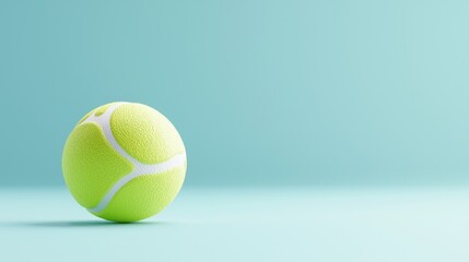 Tennis ball on pastel blue background; sports, leisure