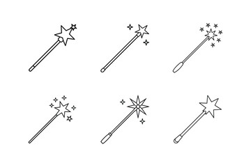 magic wand icon line art vector illustration