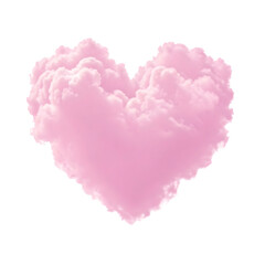 Pink Heart Shaped Cloud on Transparent Background. PNG
