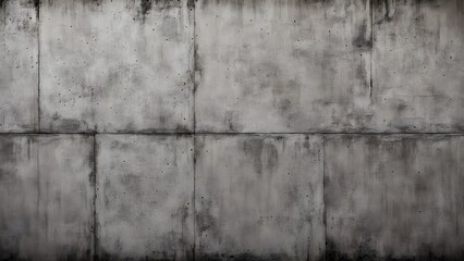 Fototapeta premium High-resolution texture of a weathered, gray concrete wall with visible paneling and subtle discoloration.
