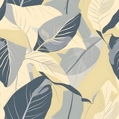A pattern featuring various leaves in soft colors, ideal for backgrounds or textiles.