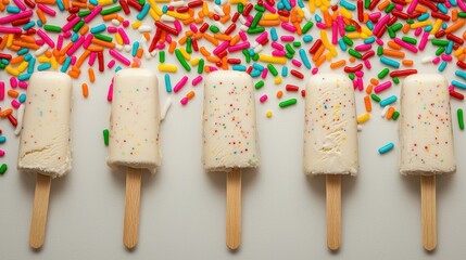 Colorful Sprinkles on Creamy Popsicles A Refreshing Summer Treat