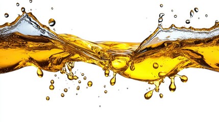 Golden Liquid Wave Splashing with Droplets