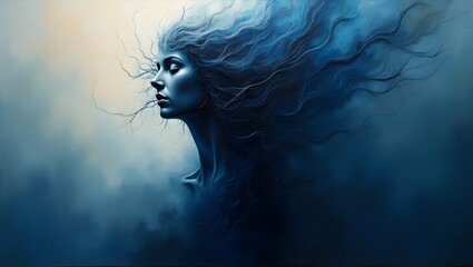 Fototapeta premium Depressed woman AI Generated image