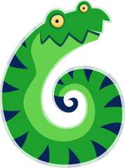 Halloween font digit 6 six cute monster character. Crazy horror beast font digit, Halloween creature vector typeset numeral symbol or bizarre fantasy lizard monster personage typeface figure or number