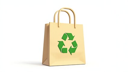 Recycled Paper Shopping Bag with Green Recycle Symbol