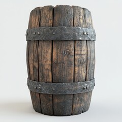 Fototapeta premium Old wooden barrel with metal bands.