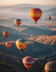 Obraz premium hot air balloon at sunset in the sky