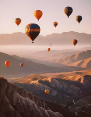 Naklejka premium hot air balloon at sunset in the sky