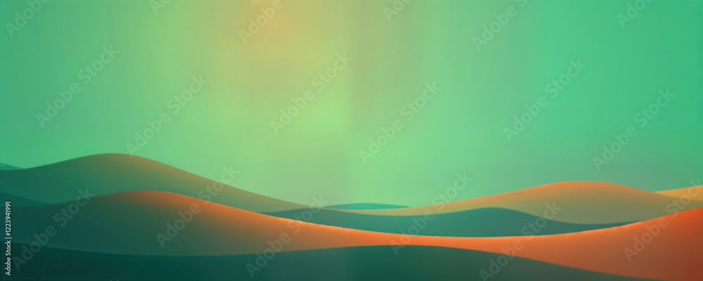 Poster abstract illustration with soft color gradients, smooth transitions. gentle curves resembling hills 