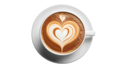 Latte Art Heart Coffee Drink in White Cup