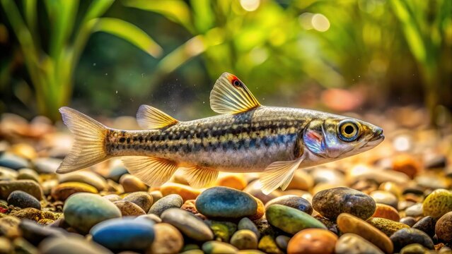 Eurasian Minnow, Phoxinus phoxinus, Freshwater Fish, High Depth of Field, Aquatic Life, Crystal Clear Water, River Habitat, Wildlife Photography, Nature Photography, Detailed Image