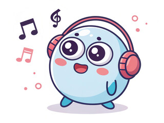 Obraz premium cartoon character listening music 