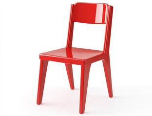 Red plastic chair isolated on white background. (2)