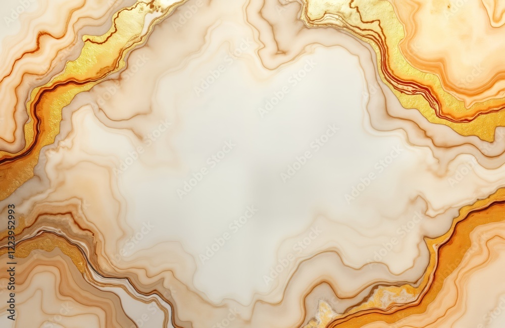 Poster abstract art background with beige, gold marble patterns. unique design features flowing waves, text