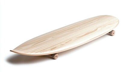 Fototapeta premium Wooden surfboard skateboard, studio shot, white background, leisure activity